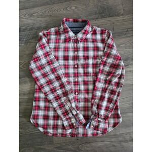 Women's sz Small Tommy Hilfiger Red Plaid Button Down Shirt Cotton Long Sleeve